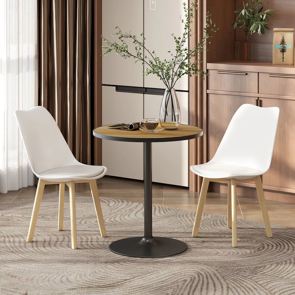 HOMCOM spisebord, rundt køkkenbord, moderne spisebord med bordplade i træ-look til 4 personer, sofabord til stuen, Ø70 x 76 cm, eg