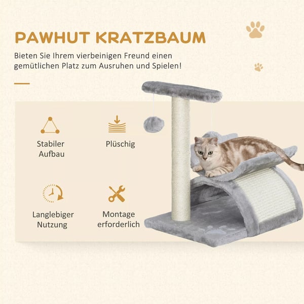 PawHut Kradsetre Kradsetre med Legetejsbold, Lysegra, L40xB30xH43 cm