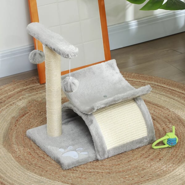 PawHut Kradsetre Kradsetre med Legetejsbold, Lysegra, L40xB30xH43 cm
