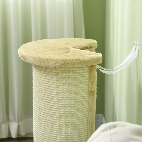 PawHut kissan raapimispuu 85cm kermanvalkoinen - puu/polyesteri