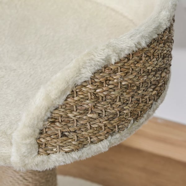 PawHut kradsetræ til katte, 49 cm, med legbold og hvileplads, beige