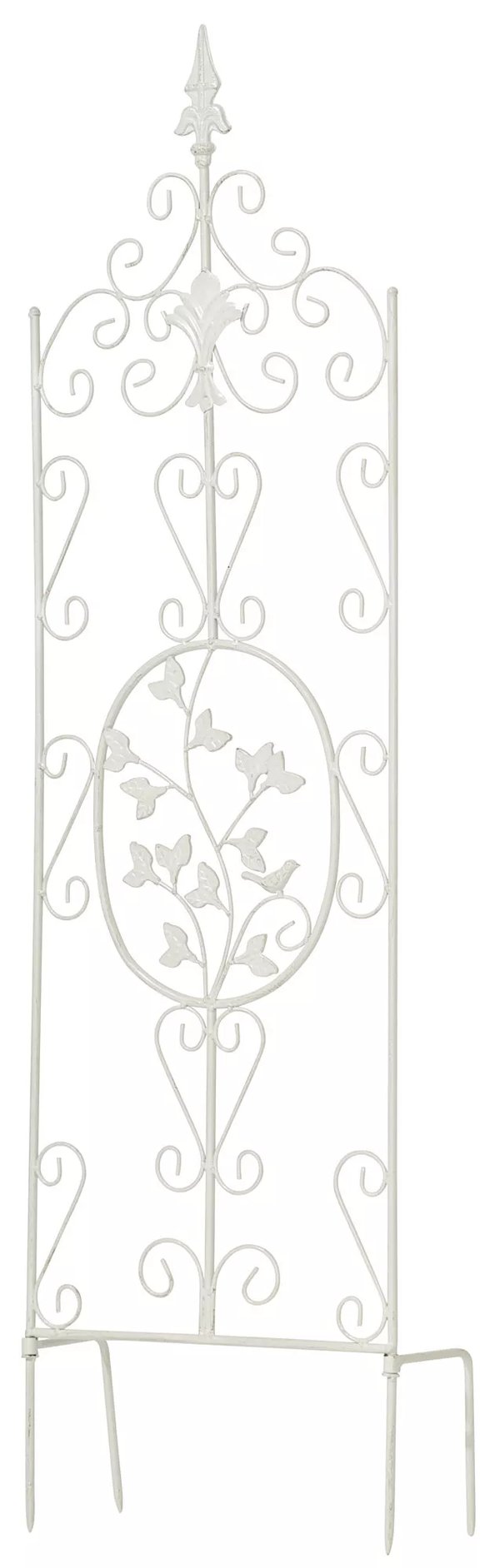 Valkoinen metallinen kiipeilyritilä kasveille, 122 cm korkea