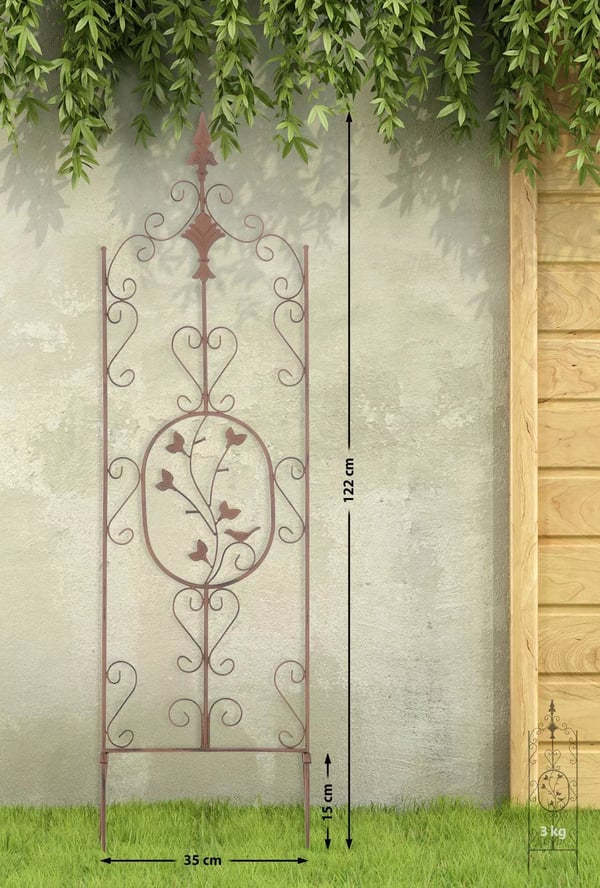 Burgus-ruusuteline, metallia, antiikkipatinointi, 2 kpl sarja, 122 x 35 cm