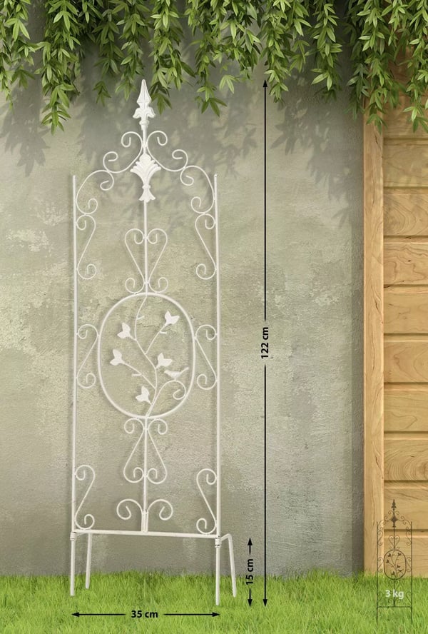 Sæt med 2 antikhvide Burgus havetremmer i metal til klatreplanter, 122 cm