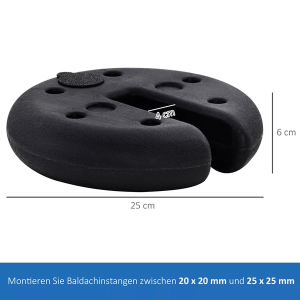 4 kpl telttapainoja, HDPE, musta, täytettävä, Ø25x6cm
