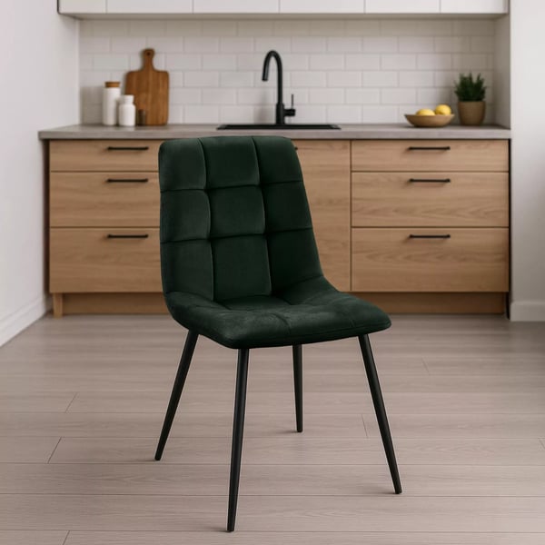 Tilde grøn velour spisebordsstol med metalramme