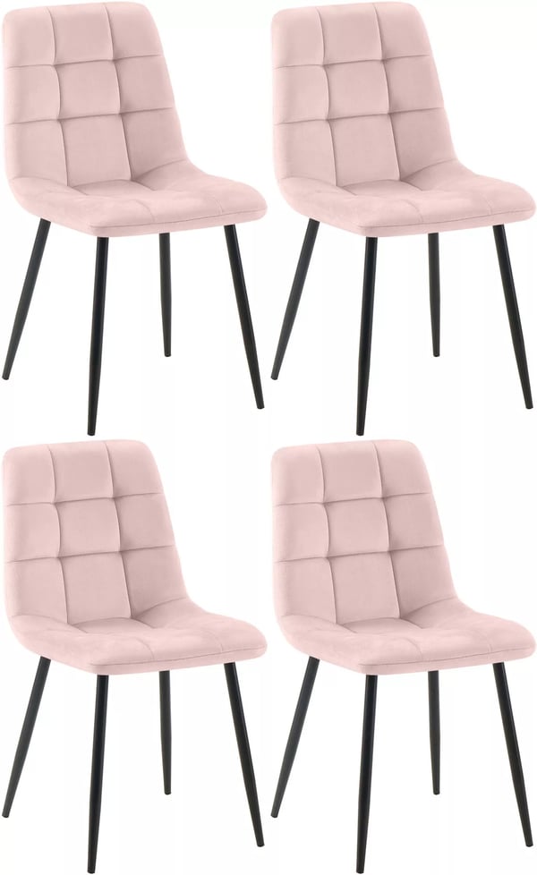 Set med 4 rosa sammetsstolar Tilde med metallram - Modern och tidlös design