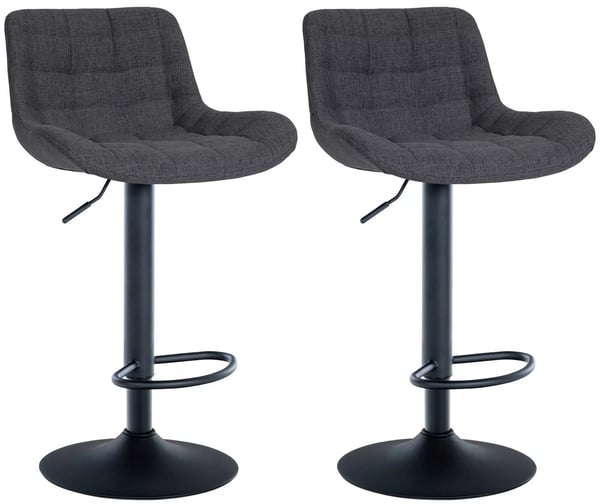 Set med 2 Tover Barstolar - Svart Metallram, Justerbar Höjd, 360° Svängbar