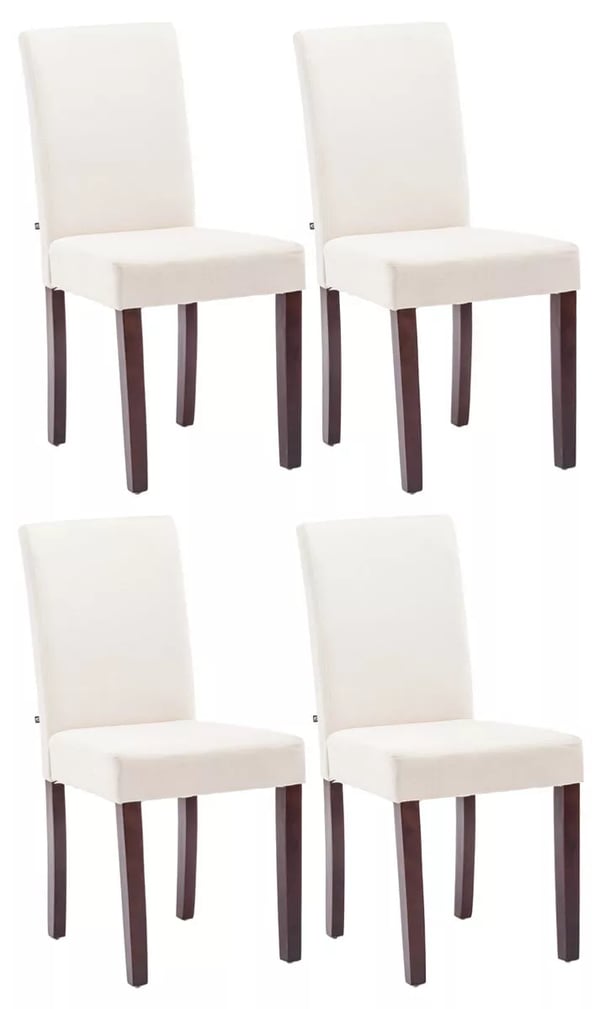 Sæt med 4 Ina cremefarvede stofspisebordsstole med træben - 47x41x91cm