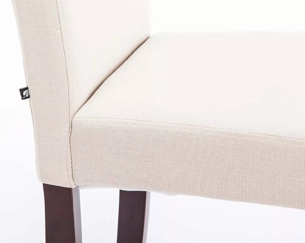 Sæt med 4 Ina cremefarvede stofspisebordsstole med træben - 47x41x91cm