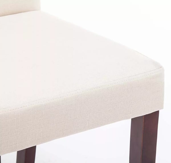 Sæt med 4 Ina cremefarvede stofspisebordsstole med træben - 47x41x91cm