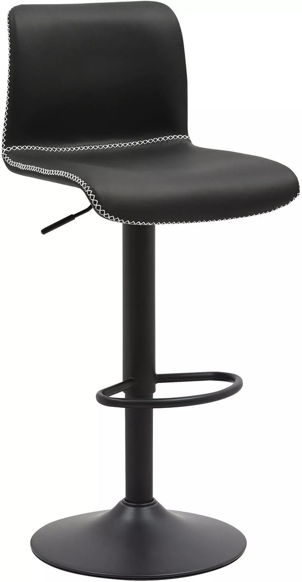 Henchy Barstol i Konstläder, Matt Svart Metallram, Svängbar, Justerbar Höjd, Bekvämt Fotstöd