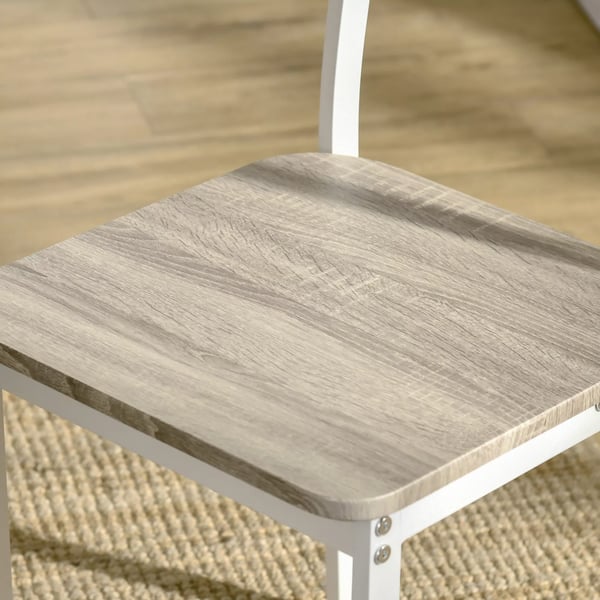 HOMCOM 3-delt spisebordssæt med 2 stole og 1 klapbord, stål og MDF, natur/hvid, 110x70x75 cm