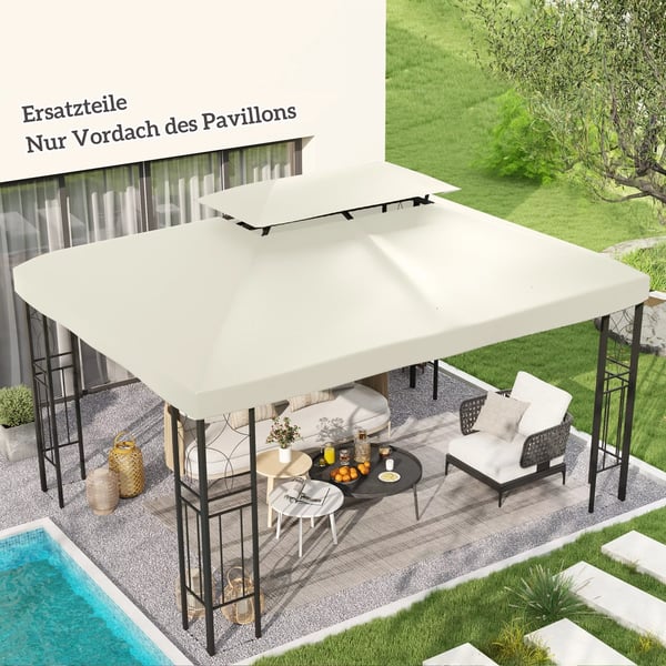 Outsunny Udskiftningstag til Pavillon 4x3m, Polyester 180g/m², Cremhvid