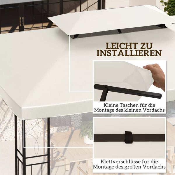 Outsunny Udskiftningstag til Pavillon 4x3m, Polyester 180g/m², Cremhvid