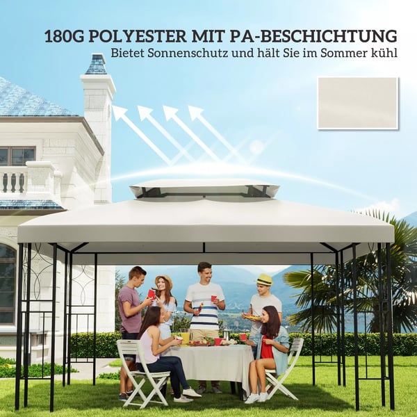 Outsunny Udskiftningstag til Pavillon 4x3m, Polyester 180g/m², Cremhvid