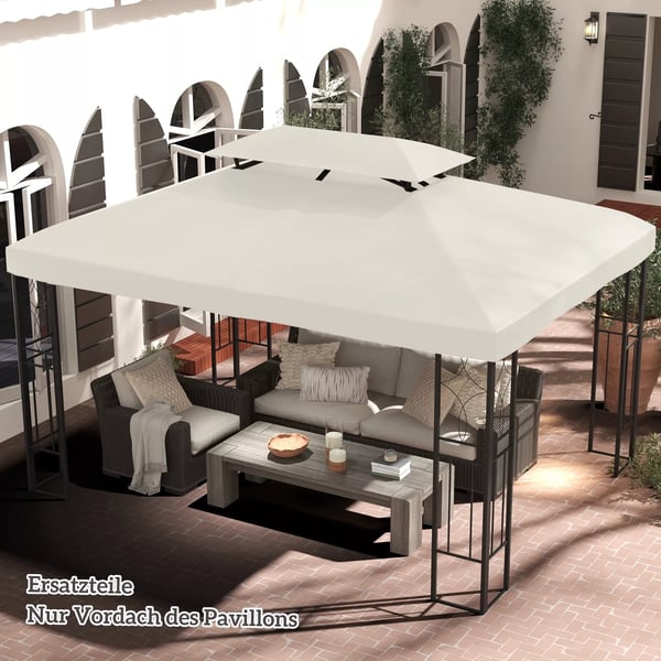 Outsunny Udskiftningstag til Pavillon 4x3m, Polyester 180g/m², Cremhvid