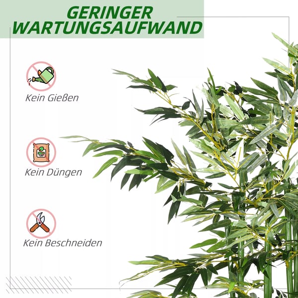 HOMCOM Kunstig Bambus Plante, 180 cm, Grøn Polyester, Dekoration til Hjem og Kontor
