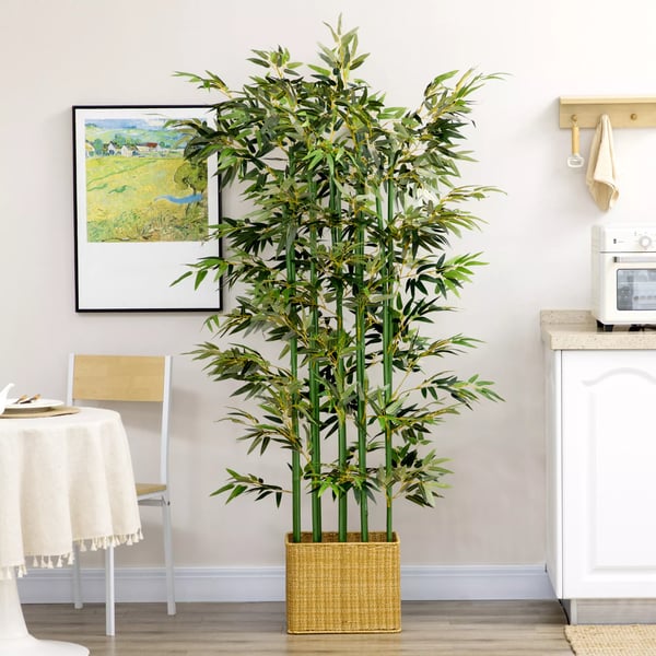 HOMCOM Kunstig Bambus Plante, 180 cm, Grøn Polyester, Dekoration til Hjem og Kontor