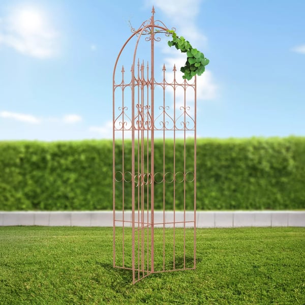Flowton espalier i antik stil af metal til haven - brun, robust og holdbar til klatreplanter, nem montering