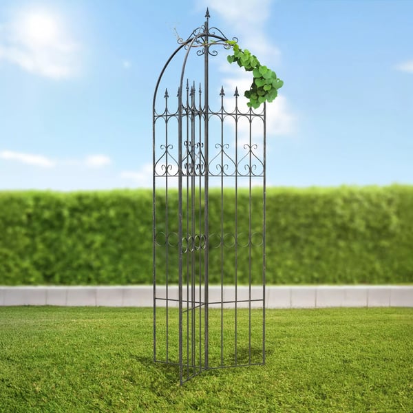 Flowton espalier i metal til klatreplanter og blomsterbede, bronze, antik stil, indendørs/udendørs brug, delvist samlet, 70x70x234 cm