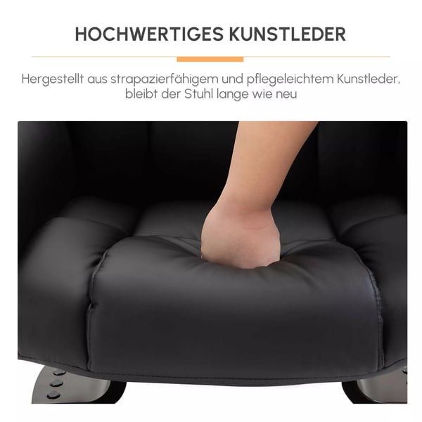 HOMCOM hvilestol med massagefunktion og fodskammel, lænestol med hvilefunktion, kunstlæder, sort