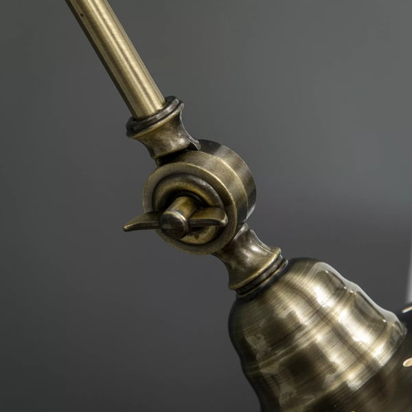 HOMCOM gulvlampe, retro buelampe med justerbar lampeskærm, E27, messing-look, til stuen