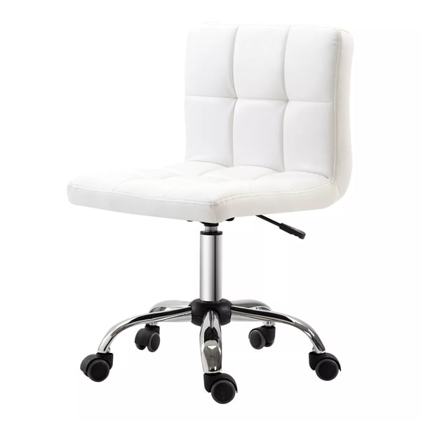 Kontorsstol Vit Konstläder - Ergonomisk Skrivbordsstol, Höjdjusterbar Snurrstol