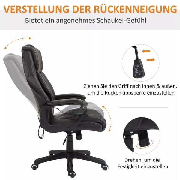 Vinsetto Ergonomisk Kontorstol med Massage - Kunstlæder, Brun