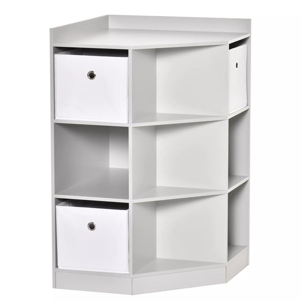 HOMCOM Barnbokhylla HFrnhylla med 3 fFrvaringslFdor GrEm MDF 57,4x57,4x94 cm