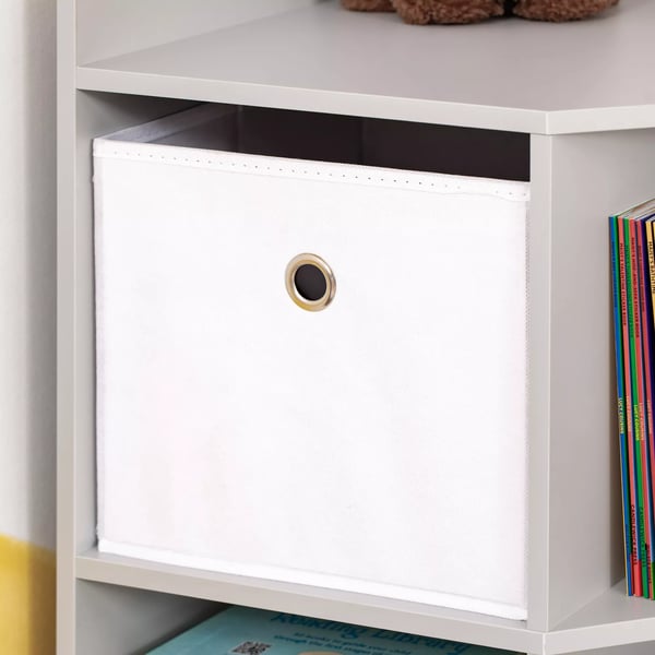 HOMCOM Børnereol med 3 opbevaringskasser i grå, MDF-materiale til legetøj og bøger, 57,4 x 57,4 x 94 cm