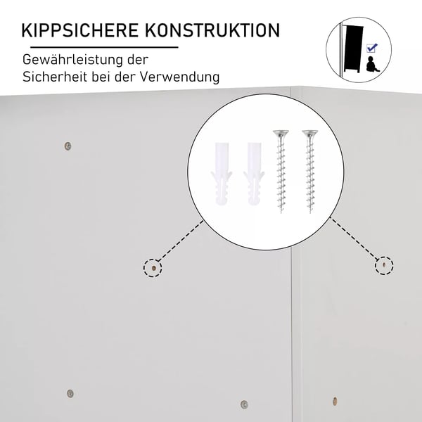 HOMCOM Børnereol med 3 opbevaringskasser i grå, MDF-materiale til legetøj og bøger, 57,4 x 57,4 x 94 cm