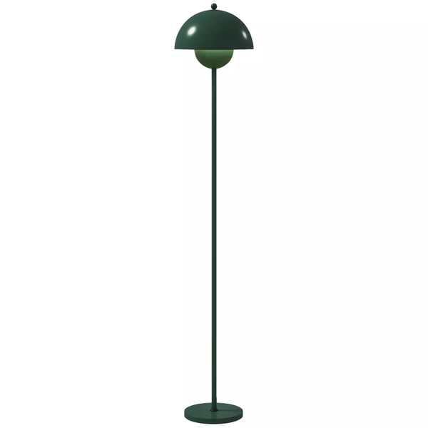 HOMCOM Standerlampe i stål, grøn, med rund skærm og fodkontakt