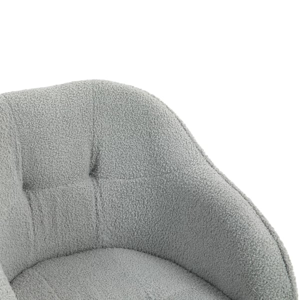 Kontorstol i Teddy Fleece, Ergonomisk Skrivebordsstol, Grå, Højdejusterbar med Vipfunktion