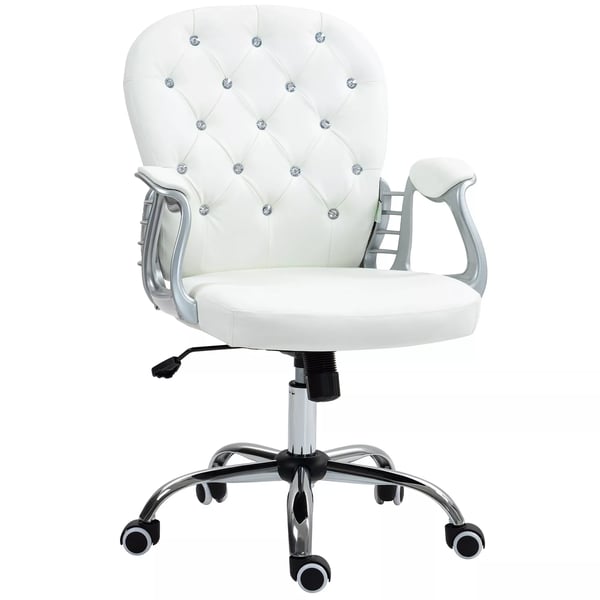 Vinsetto Kontorsstol Konstläder Vit - Ergonomisk Skrivbordsstol HMI 93-103 cm