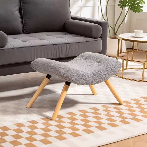 HOMCOM Siddepuf i Lysegrå Polyester, Puf til stue/soveværelse, 67 x 45 x 38 cm, op til 120 kg