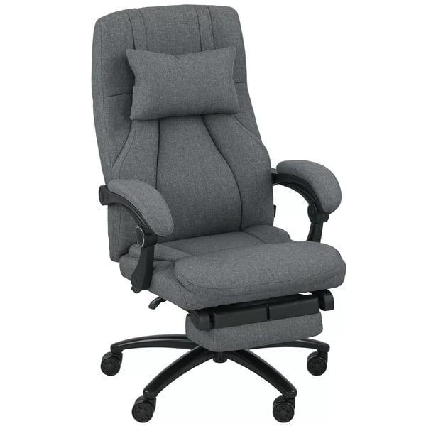 Vinsetto Ergonomisk Kontorstol med Massage, Justerbar Hjde, Læn, Nakkestøtte, USB, Mørkegrå Polyester