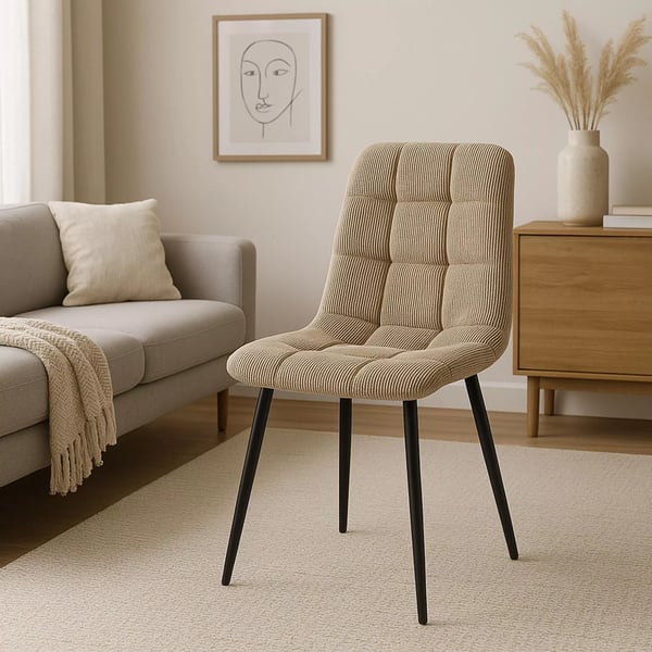 Ruokatuoli Lattasetti Cord Taupe, Musta Metalli
