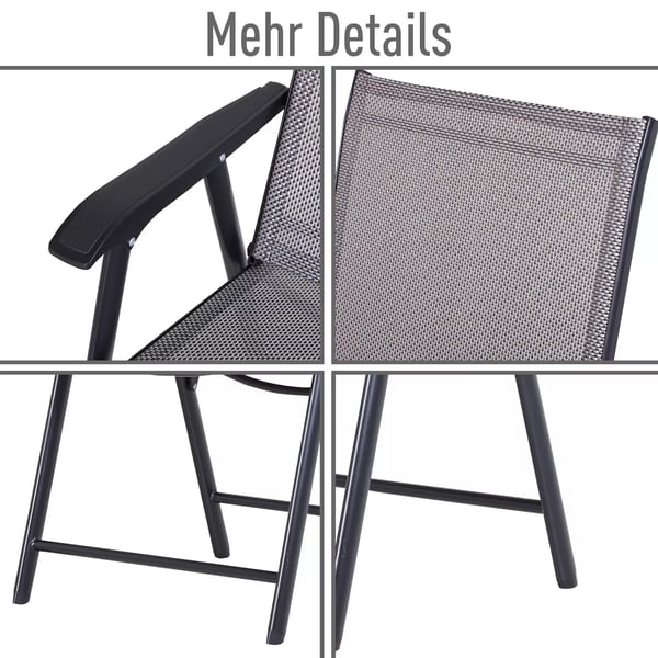 Outsunny Campingstole 2 stk. Klapstol med armlæn Metal Grå 58x64x94cm