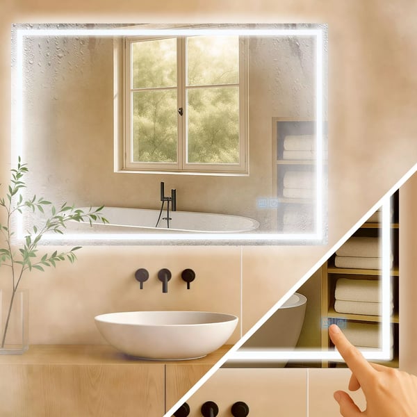 Jaffrey Badeværelsesspejl 70x100cm - Klart Glas, LED Belysning, Anti-dug, IP44