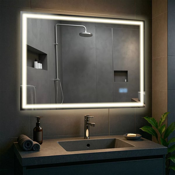 Kylpyhuoneen LED-peili Jaffrey 70x100cm, Bluetooth, himmennettävä, huurtumisenesto, IP44