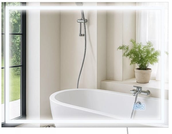 Jaffrey 60x80cm badeværelsesspejl med LED-belysning, anti-dug, dæmpbar, IP44 klart glas