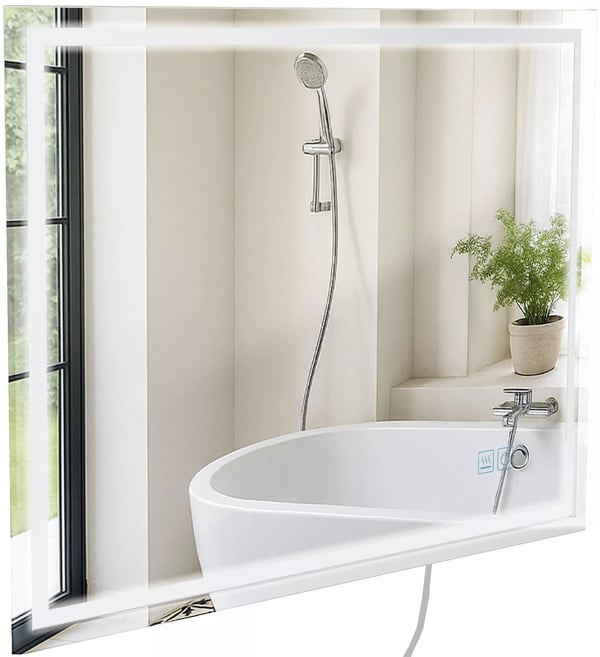 Jaffrey 60x80cm badeværelsesspejl med LED-belysning, anti-dug, dæmpbar, IP44 klart glas