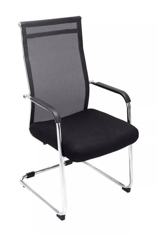 Brenda V2 Designer Besöks- och Konferensstol - Svart Tyg, Kromfärgad Metallram
