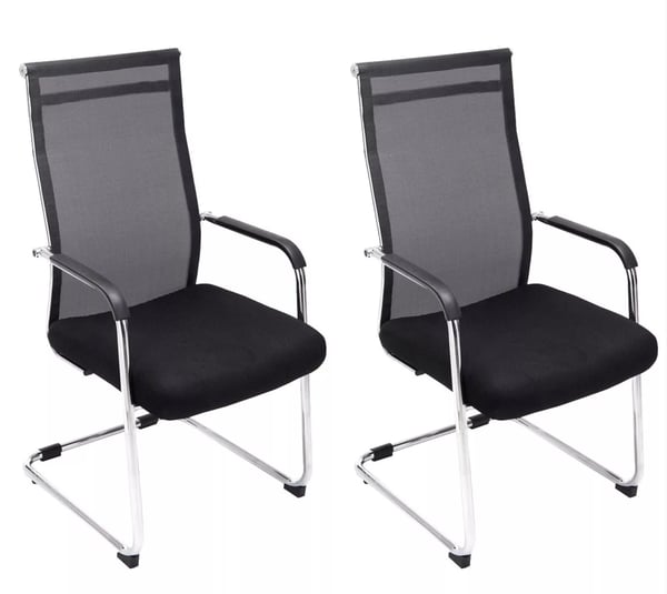 Set med 2 Brenda besöksstolar - Svart konstläder, kromad metallram