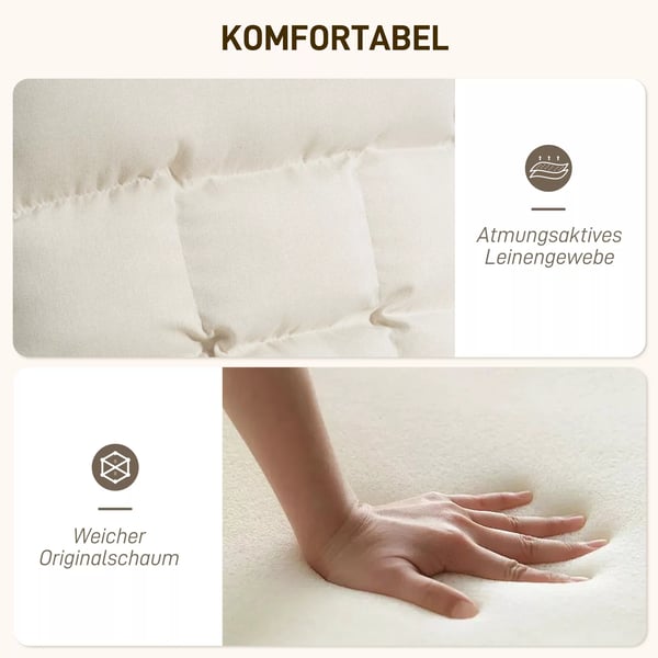 HOMCOM Gyngestol med ryglæn, justerbar fodstøtte, linnedlook, polyester, cremefarvet