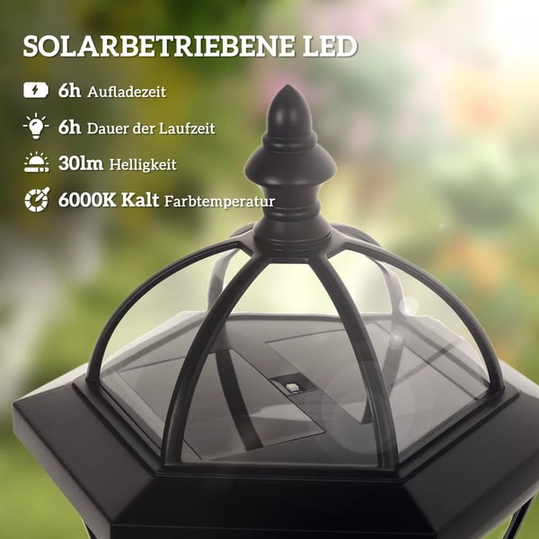 Sæt med 2 Sorte Solar Haverlamper (ABS) - 129 cm Høj, Vandtæt, Automatisk Lys