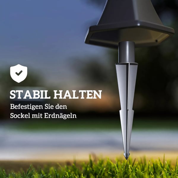 Sæt med 2 Sorte Solar Haverlamper (ABS) - 129 cm Høj, Vandtæt, Automatisk Lys