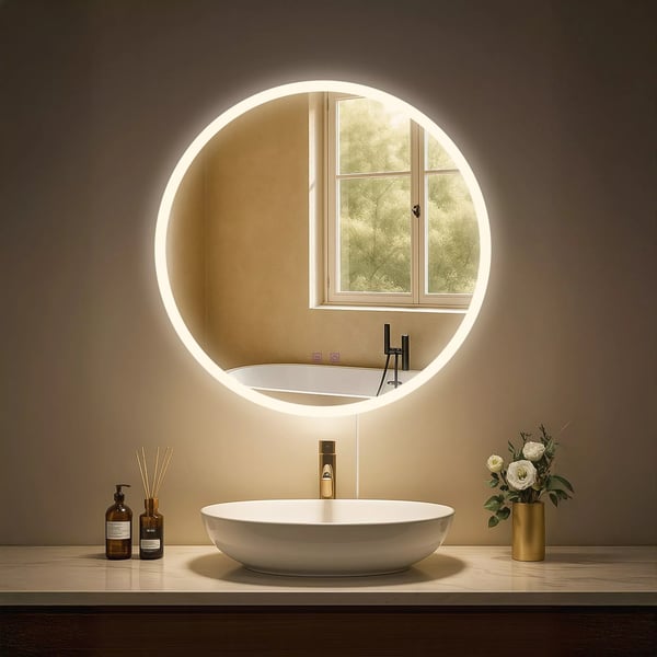 Pyöreä Kylpyhuonepeili Bluetoothilla ja LED-valolla - Himmennettävä, Huurtumaton, IP44
