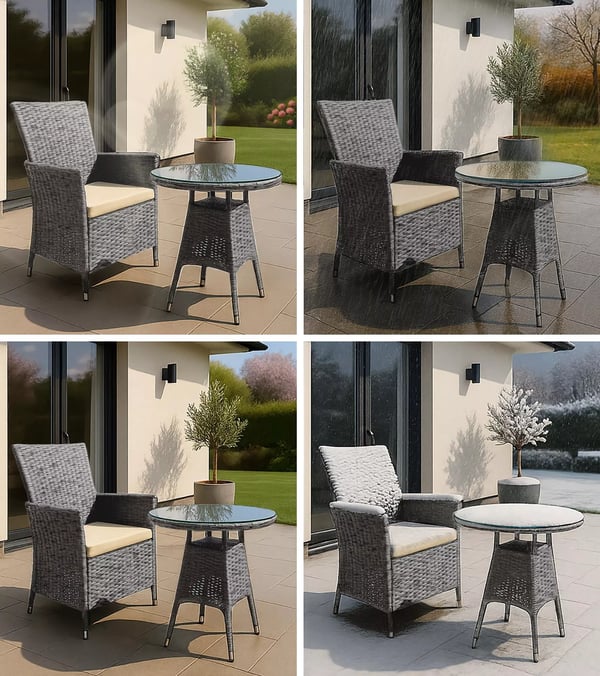 Fireda Loungetuolisetti, 3 osainen, PE-rottinki, Muovi,Heather Grey